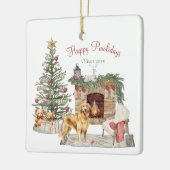 Happy Pawholidays Hondenontwerp - Golden Retriever Keramisch Ornament (Links)