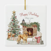 Happy Pawholidays Hondenontwerp - Golden Retriever Keramisch Ornament (Achterkant)