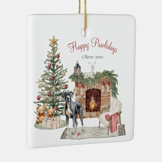 Happy Pawholidays Hondenontwerp- Great Dane Keramisch Ornament (Rechts)
