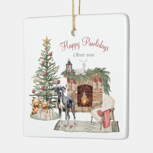 Happy Pawholidays Hondenontwerp- Great Dane Keramisch Ornament (Links)