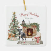 Happy Pawholidays Hondenontwerp- Great Dane Keramisch Ornament (Voorkant)