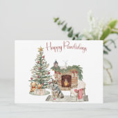 Happy Pawholidays Hondenontwerp- Husky Feestdagenkaart (Staand voorkant)