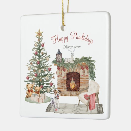 Happy Pawholidays Hondenontwerp - Jack Russell Keramisch Ornament (Links)