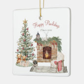 Happy Pawholidays Hondenontwerp - Lhasa Apso Keramisch Ornament (Links)