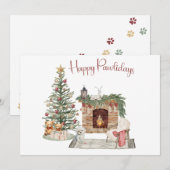 Happy Pawholidays Hondenontwerp - Maltees Feestdagenkaart (Voorkant / Achterkant)