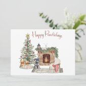 Happy Pawholidays Hondenontwerp - Miniatuur Schnau Feestdagenkaart (Staand voorkant)