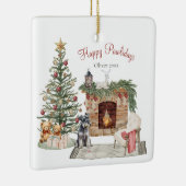 Happy Pawholidays Hondenontwerp - Miniatuur Schnau Keramisch Ornament (Rechts)