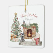 Happy Pawholidays Hondenontwerp - Miniatuur Schnau Keramisch Ornament (Links)