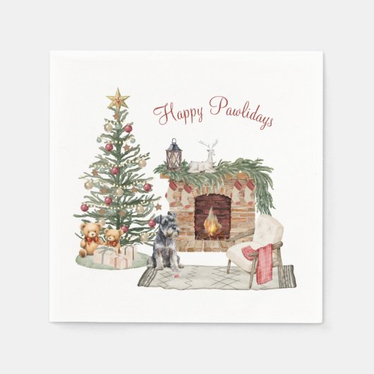 Happy Pawholidays Hondenontwerp - Miniatuur Schnau Servet (Voorkant)