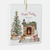Happy Pawholidays Hondenontwerp - Pekingese Keramisch Ornament (Rechts)