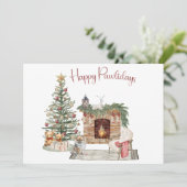 Happy Pawholidays Hondenontwerp- Pomeranian Feestdagenkaart (Staand voorkant)