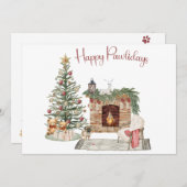 Happy Pawholidays Hondenontwerp- Pug Feestdagenkaart (Voorkant / Achterkant)