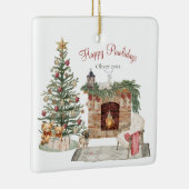 Happy Pawholidays Hondenontwerp- Pug Keramisch Ornament (Rechts)