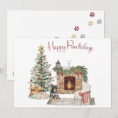 Happy Pawholidays Hondenontwerp- Rottweiler Feestdagenkaart (Voorkant / Achterkant)