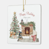 Happy Pawholidays Hondenontwerp- Rottweiler Keramisch Ornament (Links)