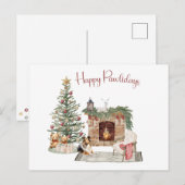 Happy Pawholidays Hondenontwerp- Sheltie Briefkaart (Voorkant / Achterkant)
