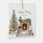 Happy Pawholidays Hondenontwerp- St. Bernard Keramisch Ornament (Rechts)