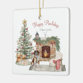 Happy Pawholidays Hondenontwerp- St. Bernard Keramisch Ornament (Links)
