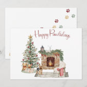 Happy Pawholidays Hondenontwerp - Yorkie Feestdagenkaart (Voorkant / Achterkant)