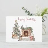 Happy Pawholidays Hondenontwerp - Yorkie Feestdagenkaart (Staand voorkant)