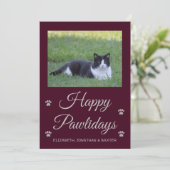 Happy Pawholidays Kattenfoto Kerst Feestdagenkaart (Staand voorkant)