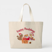Happy Pawholidays Kerst Katten Feest Grote Tote Bag (Achterkant)