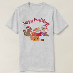 Happy Pawholidays Kerst Katten Feest T-shirt