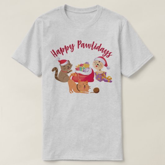 Happy Pawholidays Kerst Katten Feest T-shirt (Design voorkant)