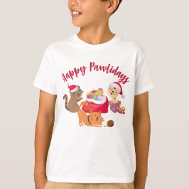 Happy Pawholidays Kerst Katten Feest T-shirt