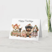 Happy Pawholidays Kerst Schattige Hondenkat Huisdi Feestdagen Kaart (Voorkant)