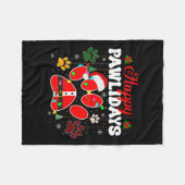 Happy Pawholidays Kerstverlichting Dog Paw Animal  Fleece Deken (Voorkant (Horizontaal))