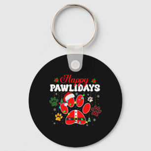 Happy Pawholidays Kerstverlichting Dog Paw Animal Sleutelhanger