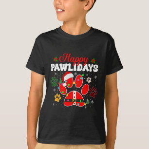 Happy Pawholidays Kerstverlichting Dog Paw Animal T-shirt