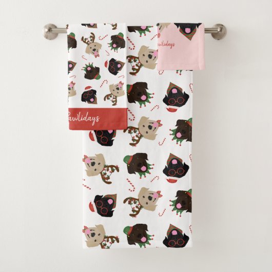Happy Pawholidays Labrador Retriever Honden Bad Handdoek (Insitu)