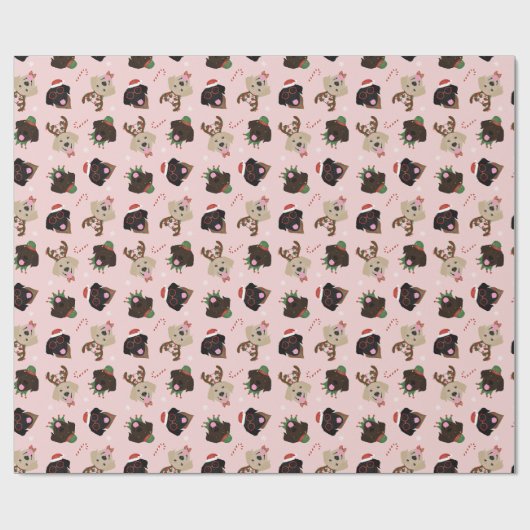 Happy Pawholidays Labrador Retriever Honden Cadeaupapier (Vlak)