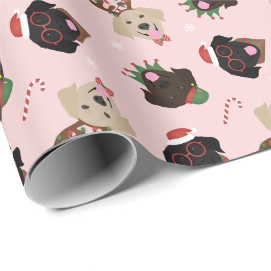 Happy Pawholidays Labrador Retriever Honden Cadeaupapier (Rol Hoek)