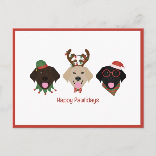 Happy Pawholidays Labrador Retriever Honden Feestdagenkaart (Voorkant)