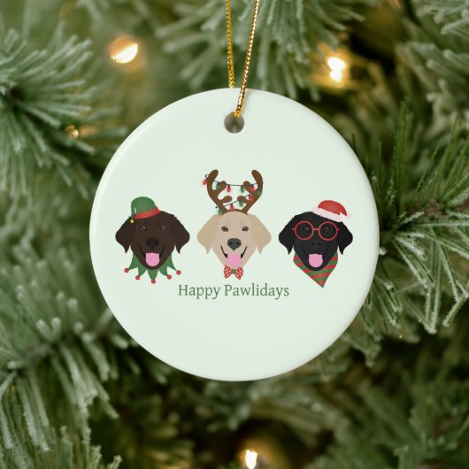 Happy Pawholidays Labrador Retriever Honden Keramisch Ornament (Boom)