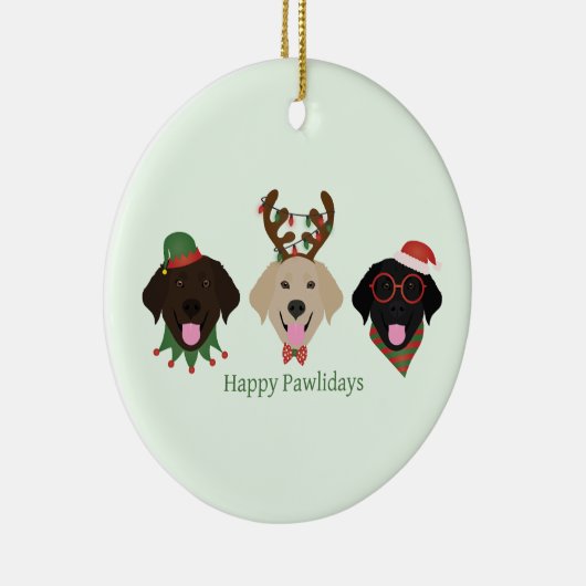 Happy Pawholidays Labrador Retriever Honden Keramisch Ornament (Rechts)