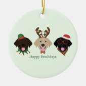 Happy Pawholidays Labrador Retriever Honden Keramisch Ornament (Voorkant)
