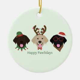 Happy Pawholidays Labrador Retriever Honden Keramisch Ornament