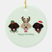 Happy Pawholidays Labrador Retriever Honden Keramisch Ornament (Achterkant)