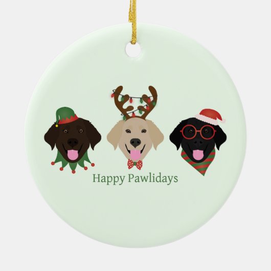 Happy Pawholidays Labrador Retriever Honden Keramisch Ornament (Achterkant)
