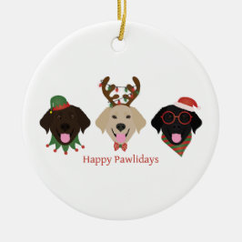 Happy Pawholidays Labrador Retriever Honden Keramisch Ornament
