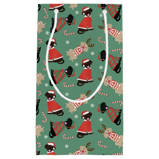 Happy Pawholidays Labrador Retriever Honden Klein Cadeauzakje (Voorkant)