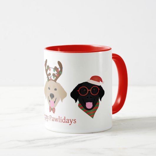 Happy Pawholidays Labrador Retriever Honden Mok (Voorkant rechts)
