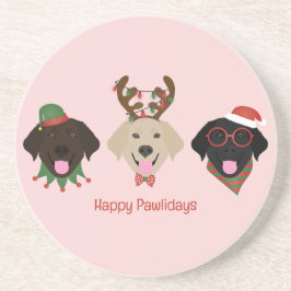 Happy Pawholidays Labrador Retriever Honden Zandsteen Onderzetter