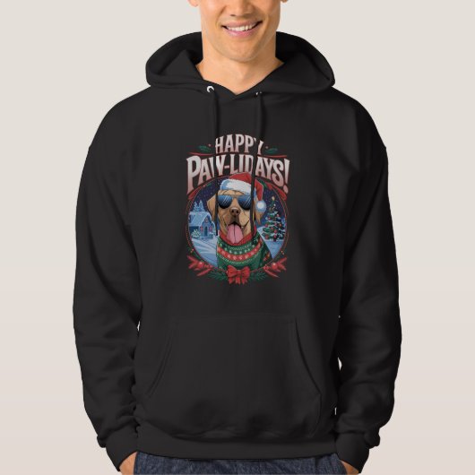 Happy Pawholidays Labrador Vrolijke Kerst Feestdag Hoodie (Voorkant)