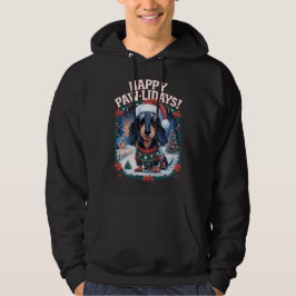Happy Pawholidays langharige teckel vrolijke kerst Hoodie