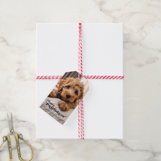 Happy Pawholidays Photo Dog Pet Gift Label Cadeaulabel (Met Touw)